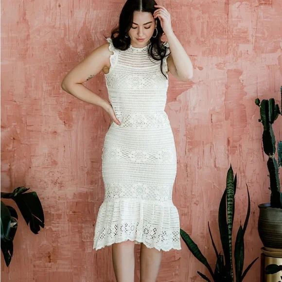 white christmas dresses Lucy Paris- Carly Crochet Skirt
